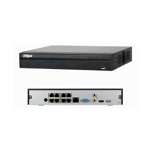 NVR MARCA DAHUA DE 8 CANALES IP 4K, 8 PUERTOS POE, SMART H.265+, SALIDA DE VIDEO VGA Y HDMI, 1 BAHIA DE DISCO DURO DE HASTA 8TB