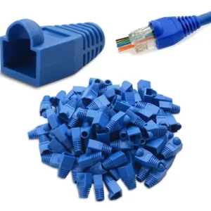 Bolsa 100 Botas Protectoras Conector Rj45 Cat5 Cat6 Azul
