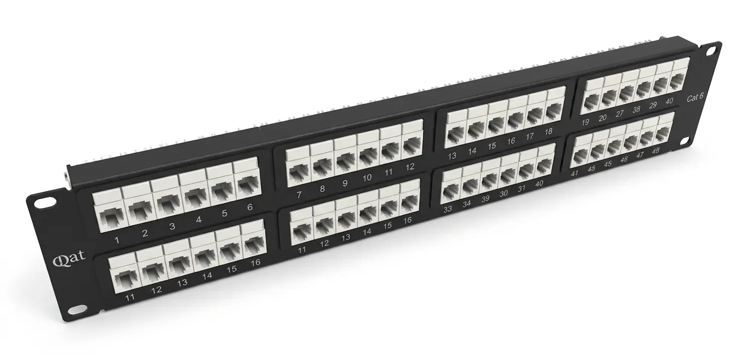 Patch Panel 48 puertos UTP Categoría 6A, 2RU