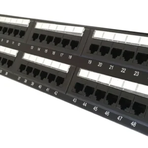 Patch Panel 48 puertos UTP Categoría 6, 2RU