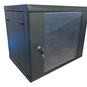 Rack Gabinete Cerrado 9U con Puerta de Vidrio Color Negro Metalnet